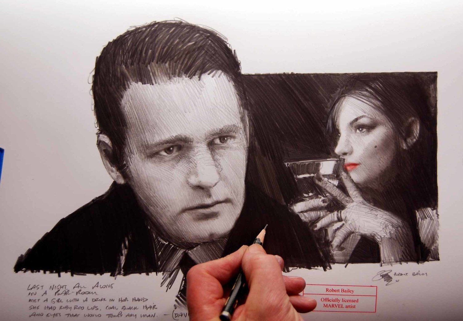 LAST NIGHT, ALL ALONE IN A BARROOM.  (David Houston).