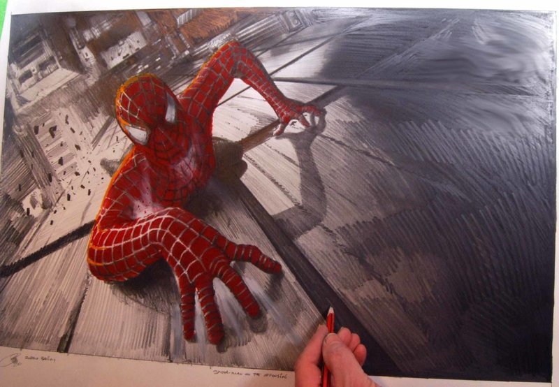 SPIDER MAN ON THE OFFENSIVE.  (Medium size).