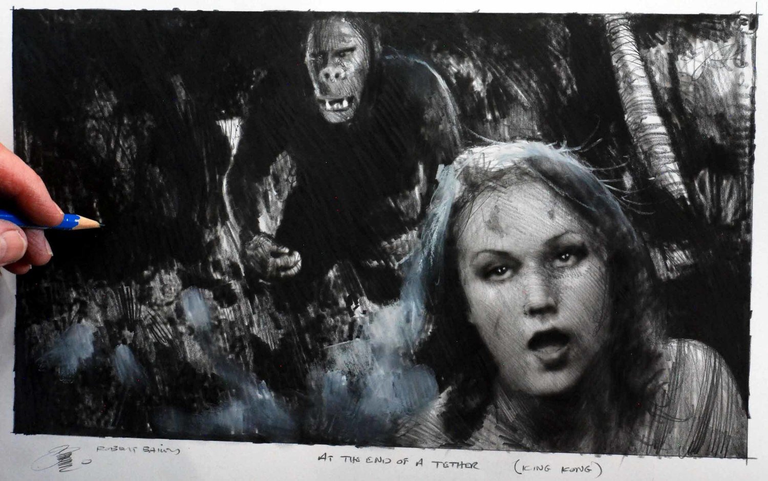 AT THE END OF A TETHER. (King Kong).
