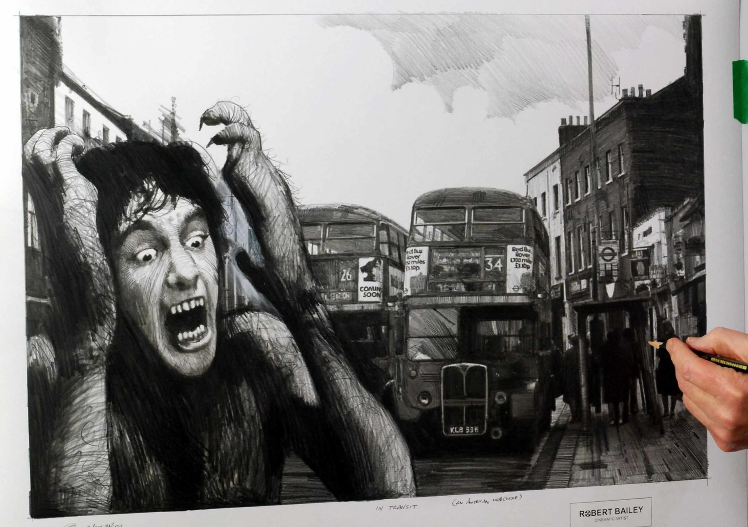 IN TRANSIT. (An American Werewolf....) (Medium Size).