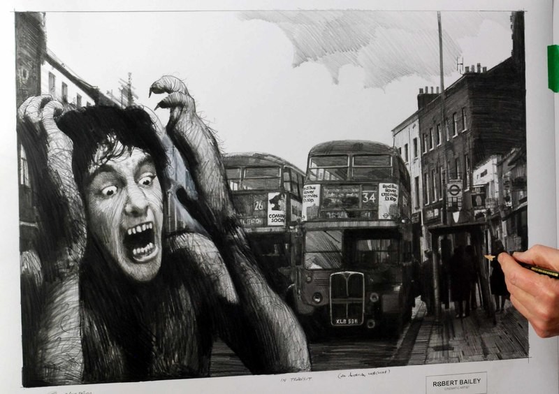 IN TRANSIT. (An American Werewolf....) (Medium Size).