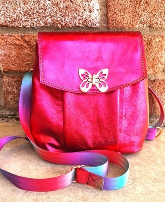 Pink Leather Convertible Backpack mini