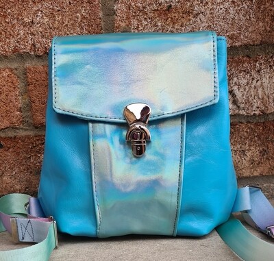 Blue Leather Backpack mini