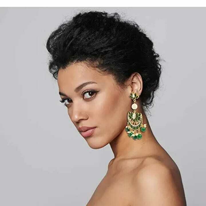 GoldPlated Fashion Chandbali Hook Dangler Stylish Fancy Party Wear Earrings