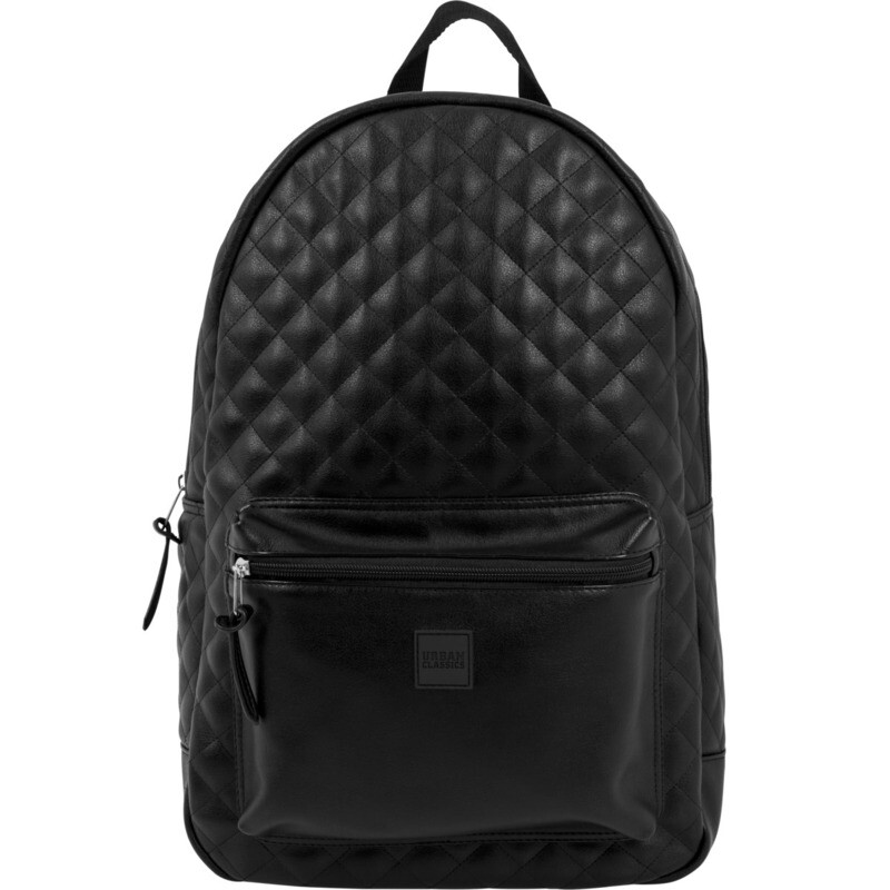 Diamond Quilt Leather Imitation Backpack - Schwarz