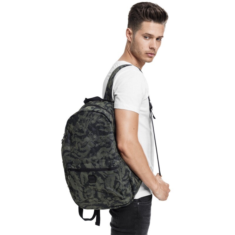 Diamond Quilt Leather Imitation Backpack - Camo