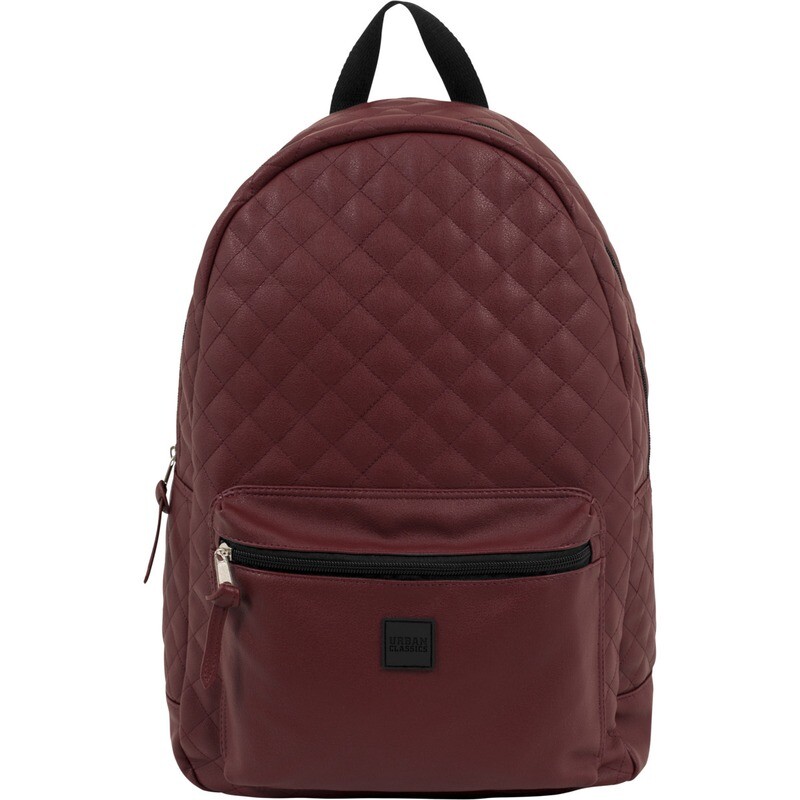 Diamond Quilt Leather Imitation Backpack - Burgundy