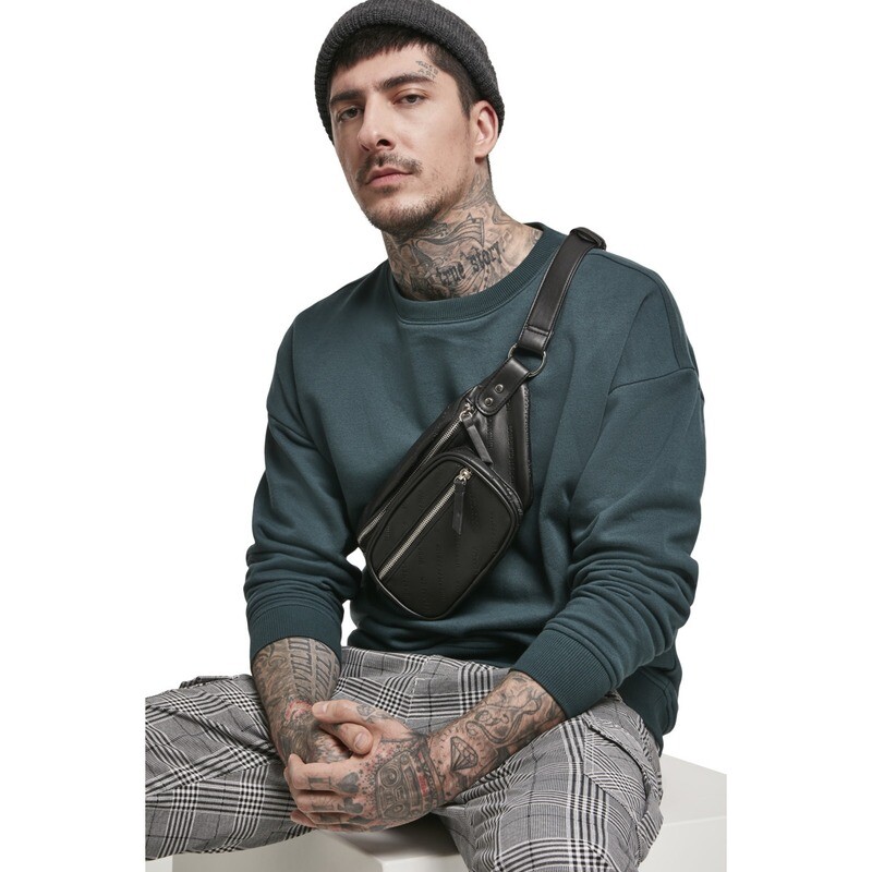 Imitation Leather Shoulder Bag - Schwarz