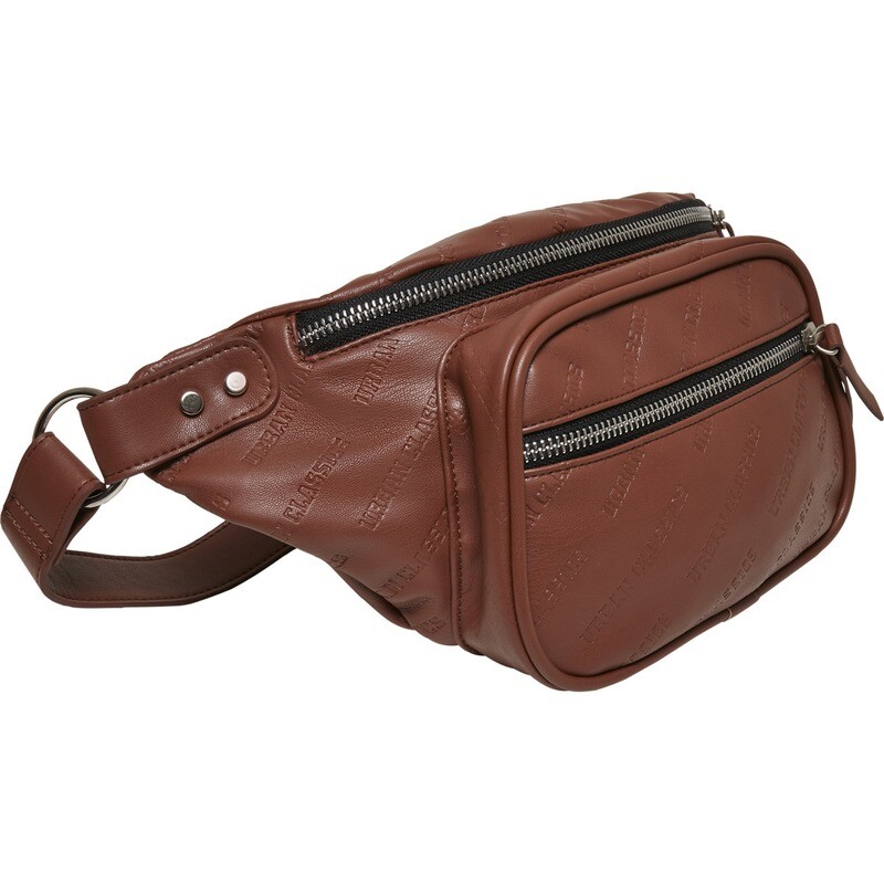 Imitation Leather Shoulder Bag - Braun