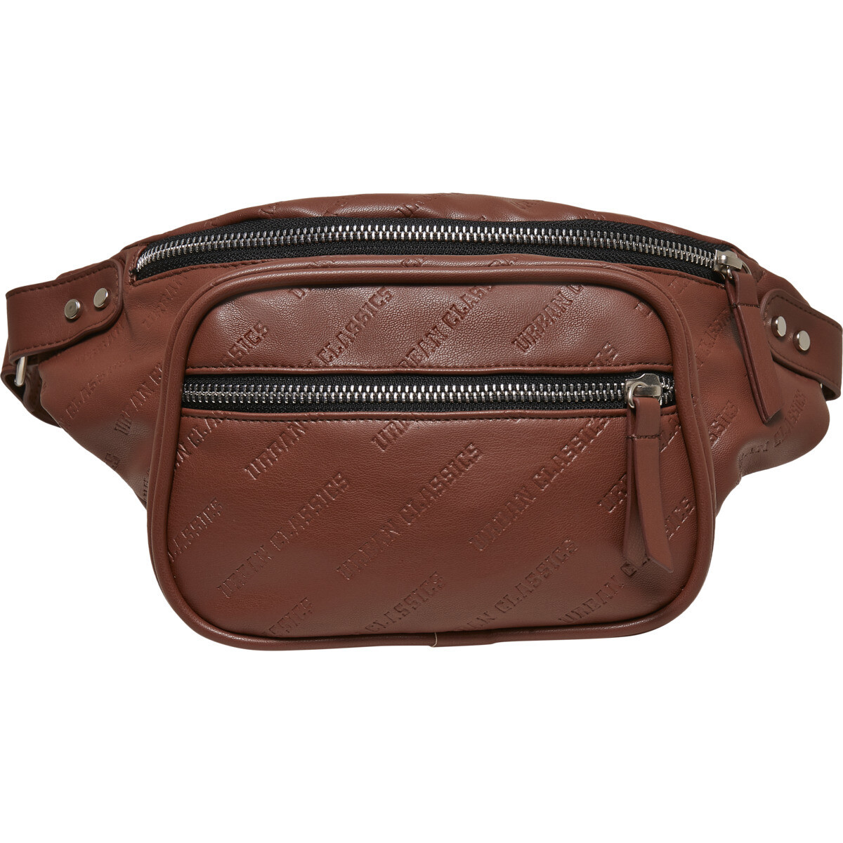 Imitation Leather Shoulder Bag - Braun