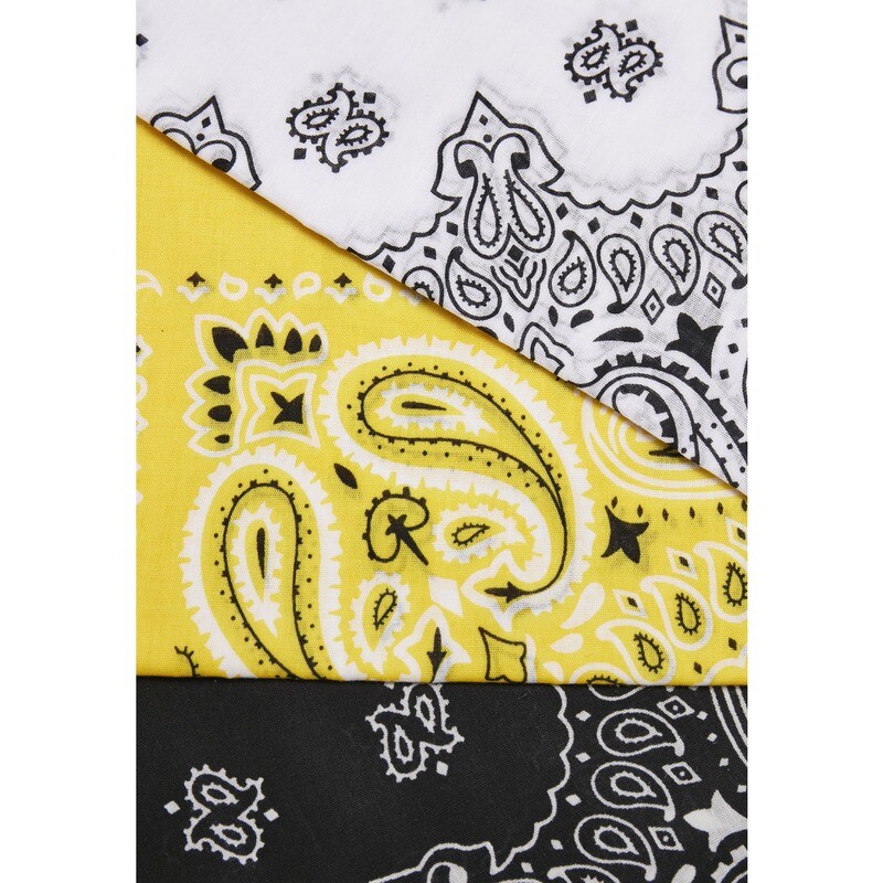 Multicolor Bandana 3-Pack - Schwarz/Weiss/Gelb