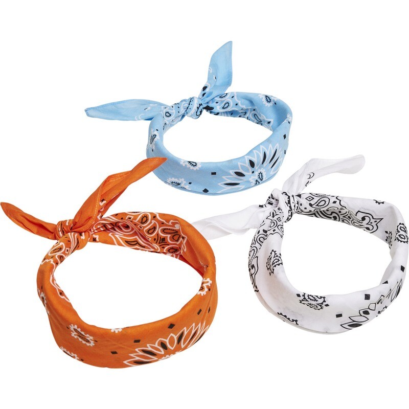 Multicolor Bandana 3-Pack - Orange/Hell Blau/Weiss