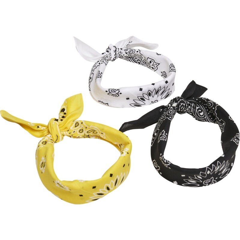 Multicolor Bandana 3-Pack - Schwarz/Weiss/Gelb