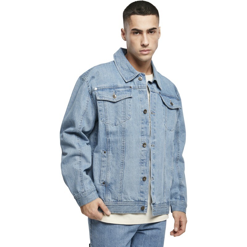 Southpole Script Denim Jacket - Mid Blue