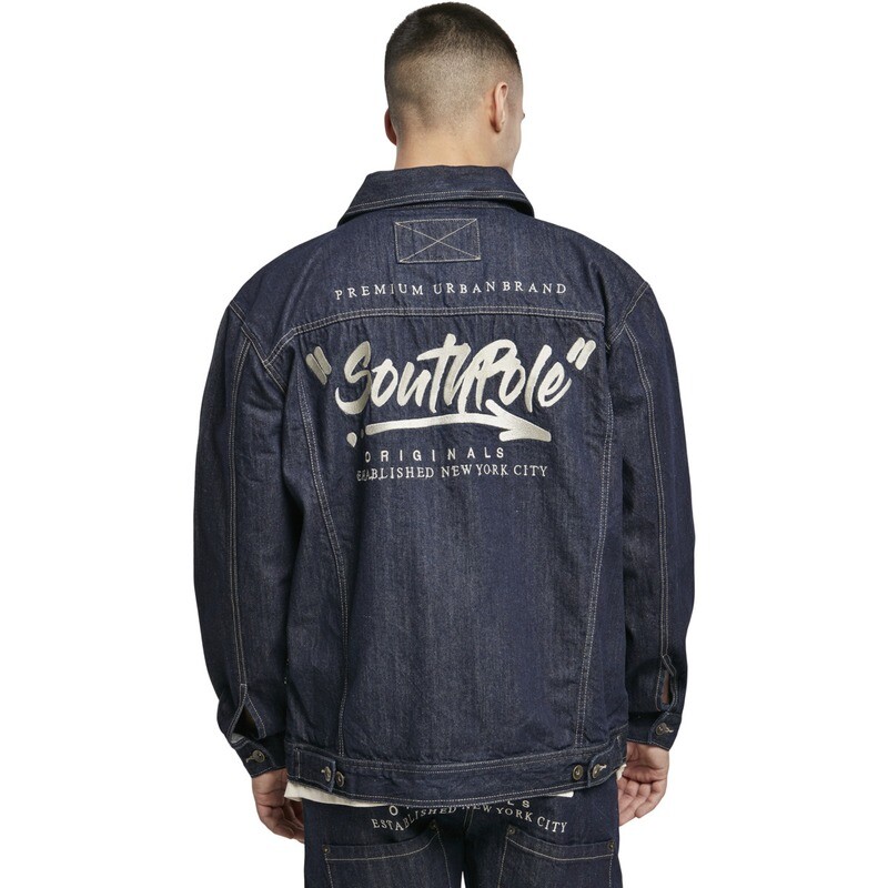 Southpole Script Denim Jacket - Raw Indigo