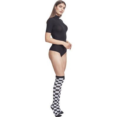Ladies Checkerboard Overknee Socks
