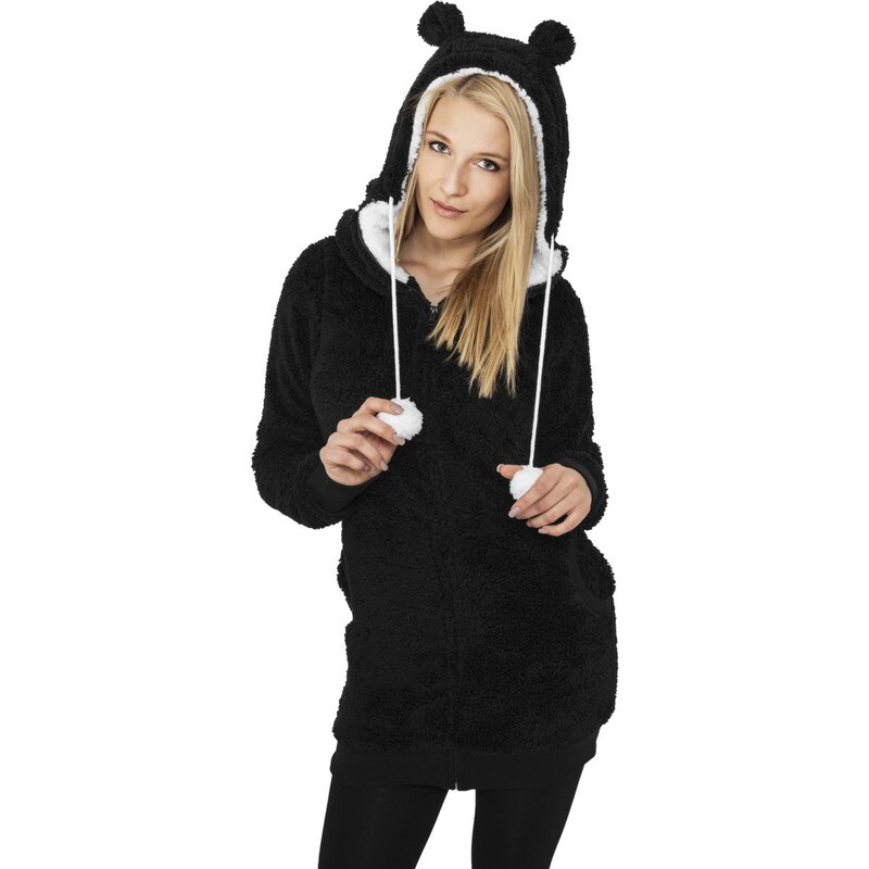Ladies Long Teddy Zip Hoody