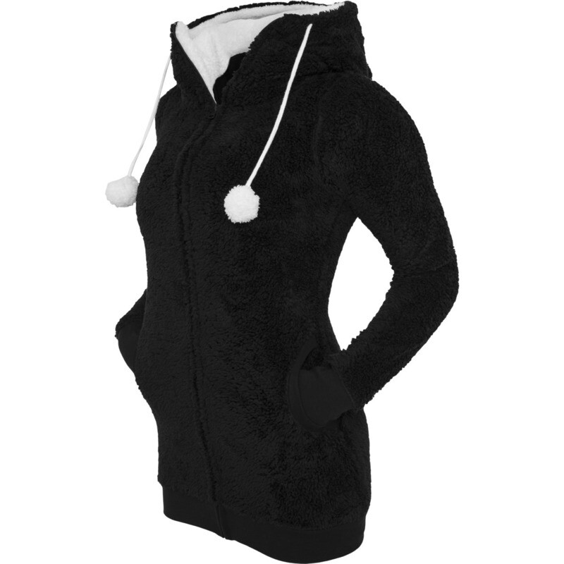 Ladies Long Teddy Zip Hoody