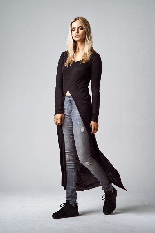 Ladies X-Long Front Slit Tee