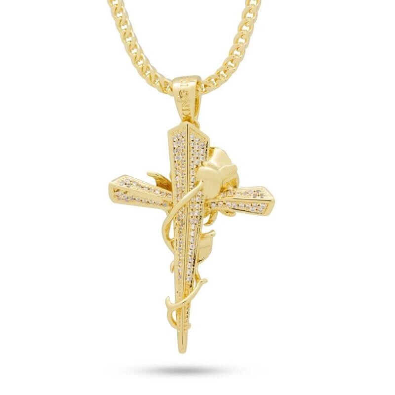 Rose Thorned Cross Necklace