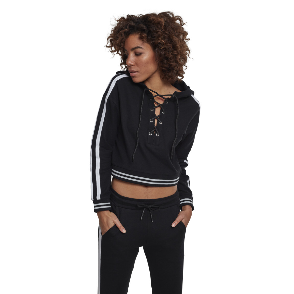 Ladies Short Lace Up Hoody