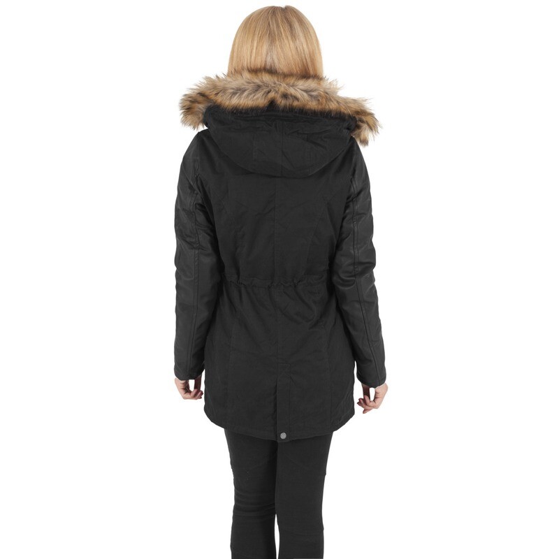 Ladies Leather Imitation Sleeve Parka