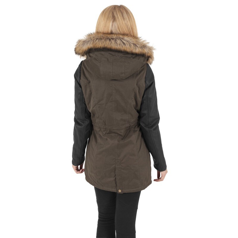 Ladies Leather Imitation Sleeve Parka