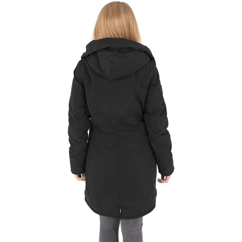 Ladies Leather Imitation Sleeve Parka