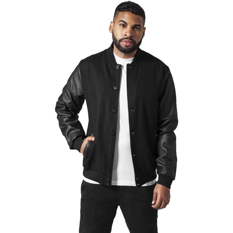 Wool Leather Button Jacket