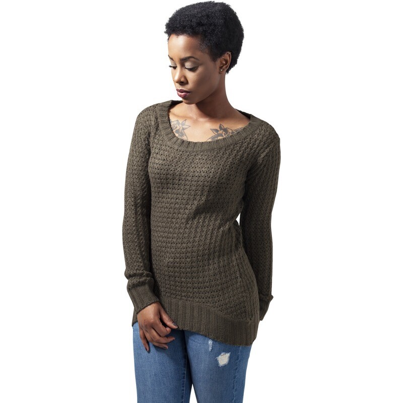 Ladies Long Wideneck Sweater