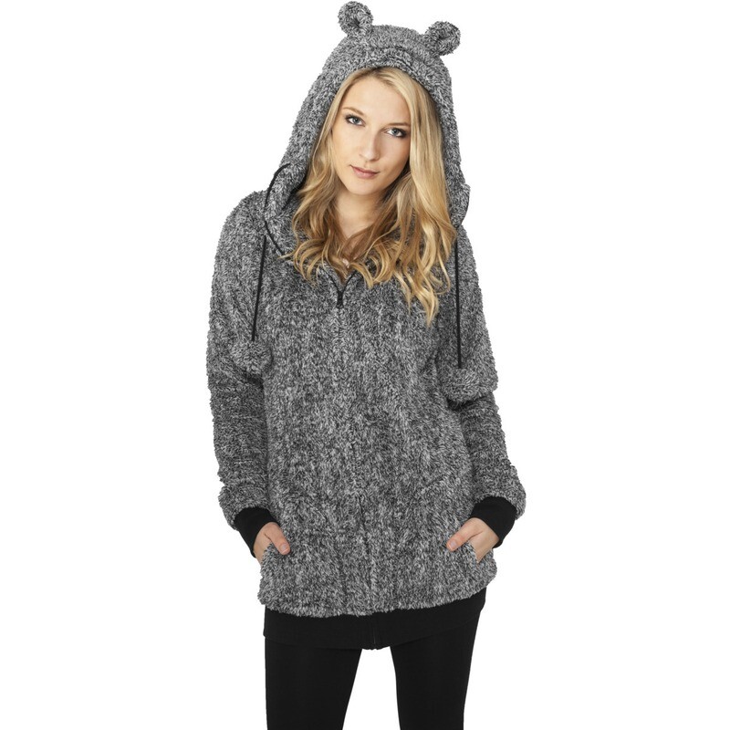 Ladies Melange Teddy Zip Hoody
