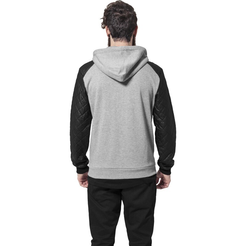 Diamond Leather Imitation Sleeve Zip Hoody