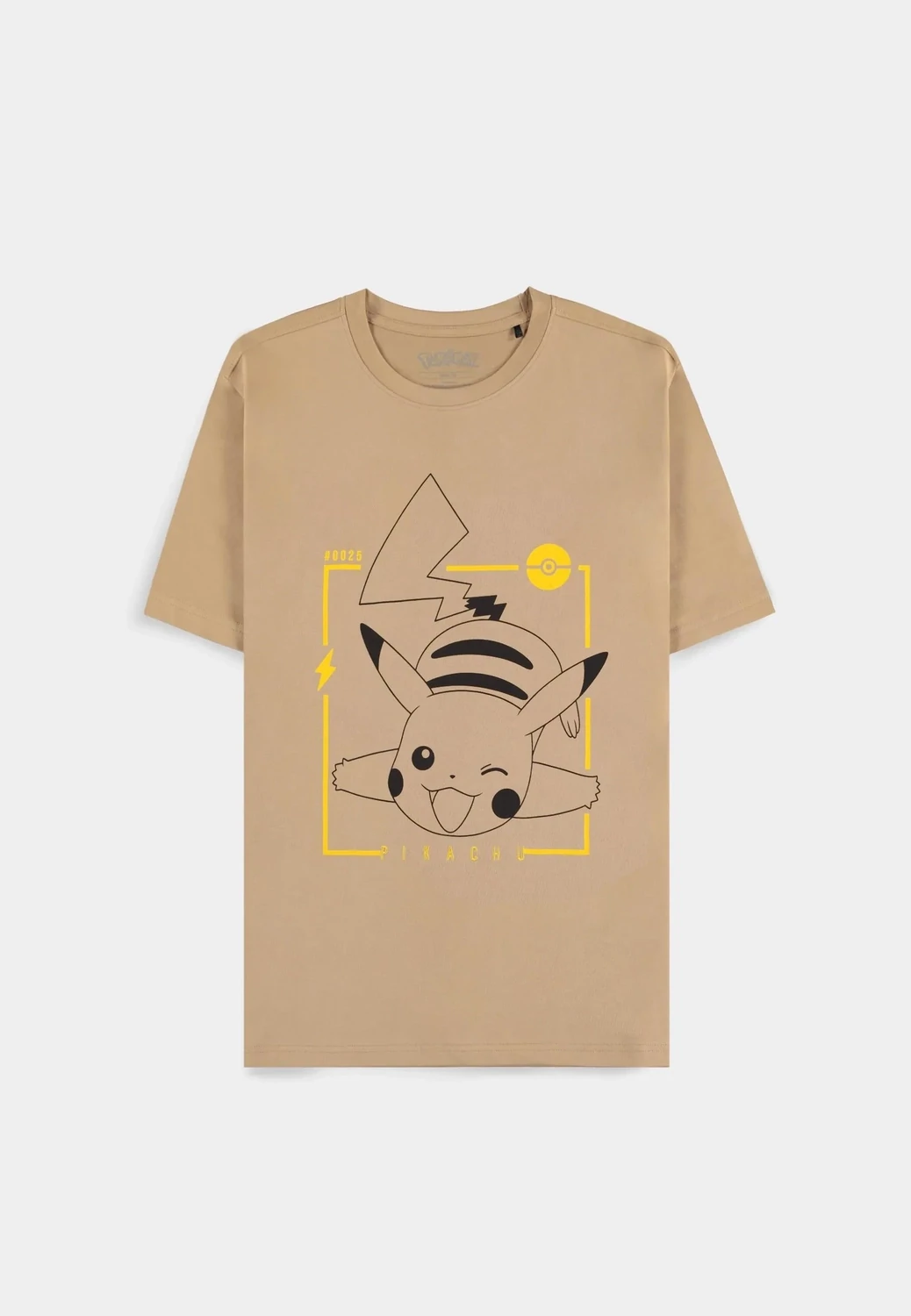Pokémon - Beige Pikachu Line-art Men&#39;s Short Sleeved T-shirt