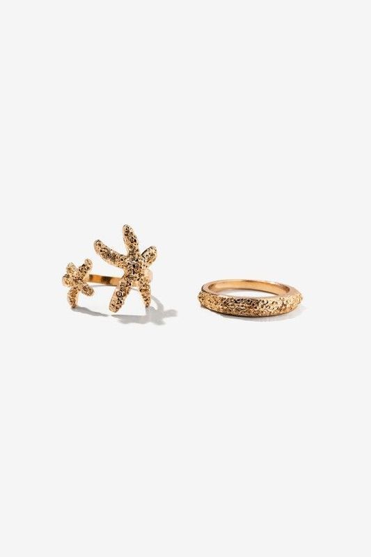 PACK ANILLOS ESTRELLA DE MAR DORADO
