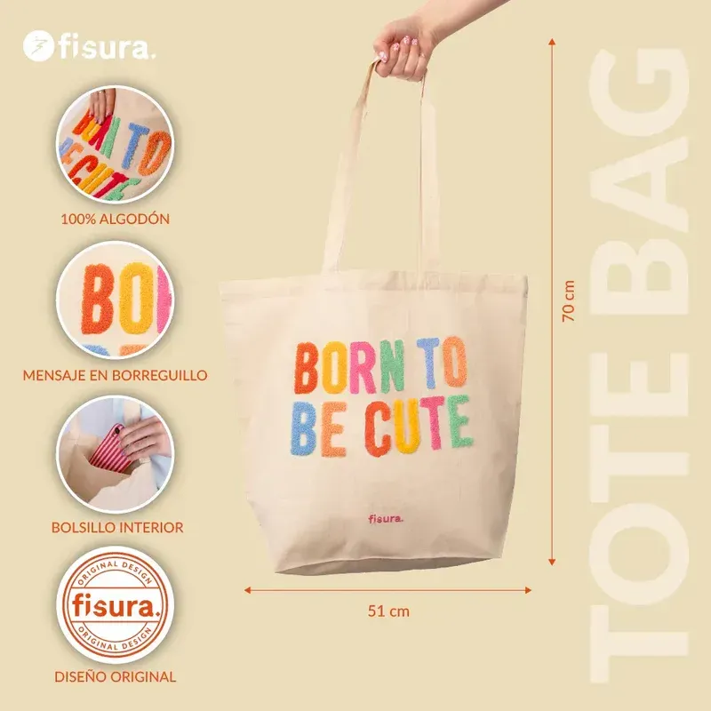 TOTE BAG BORN TO BE CUTE TOTE BAG BORN TO BE CUTE