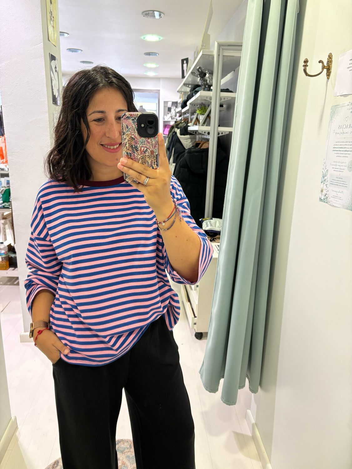 CAMISETA RAYAS AZUL Y ROSA