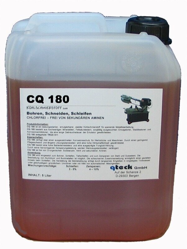 Typ: CQ180 Kühlschmierstoff (5 ltr. Konzentrat für Emulsionen) Typ: CQ180 Kühlschmierstoff (5 ltr. Konzentrat für Emulsionen)