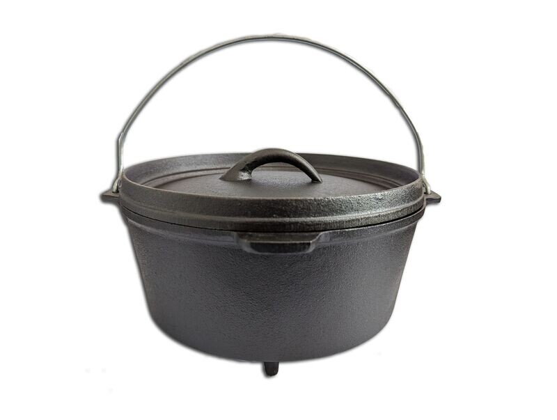 4,5 qtr Gusseisen Dutch Oven Schmortopf Feuertopf Outdoor BBQ Lagerfeuer Glut Ideal für 2-4 Personen