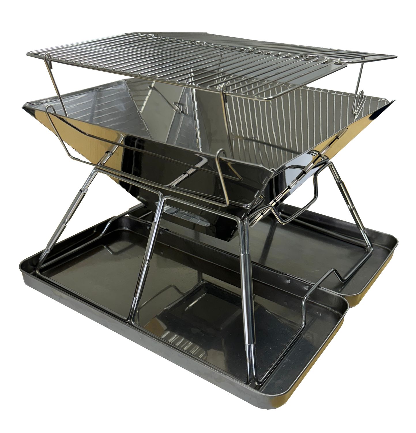 Campinggrill klappbar aus Edelstahl, Grillrostgröße ~310x310mm
