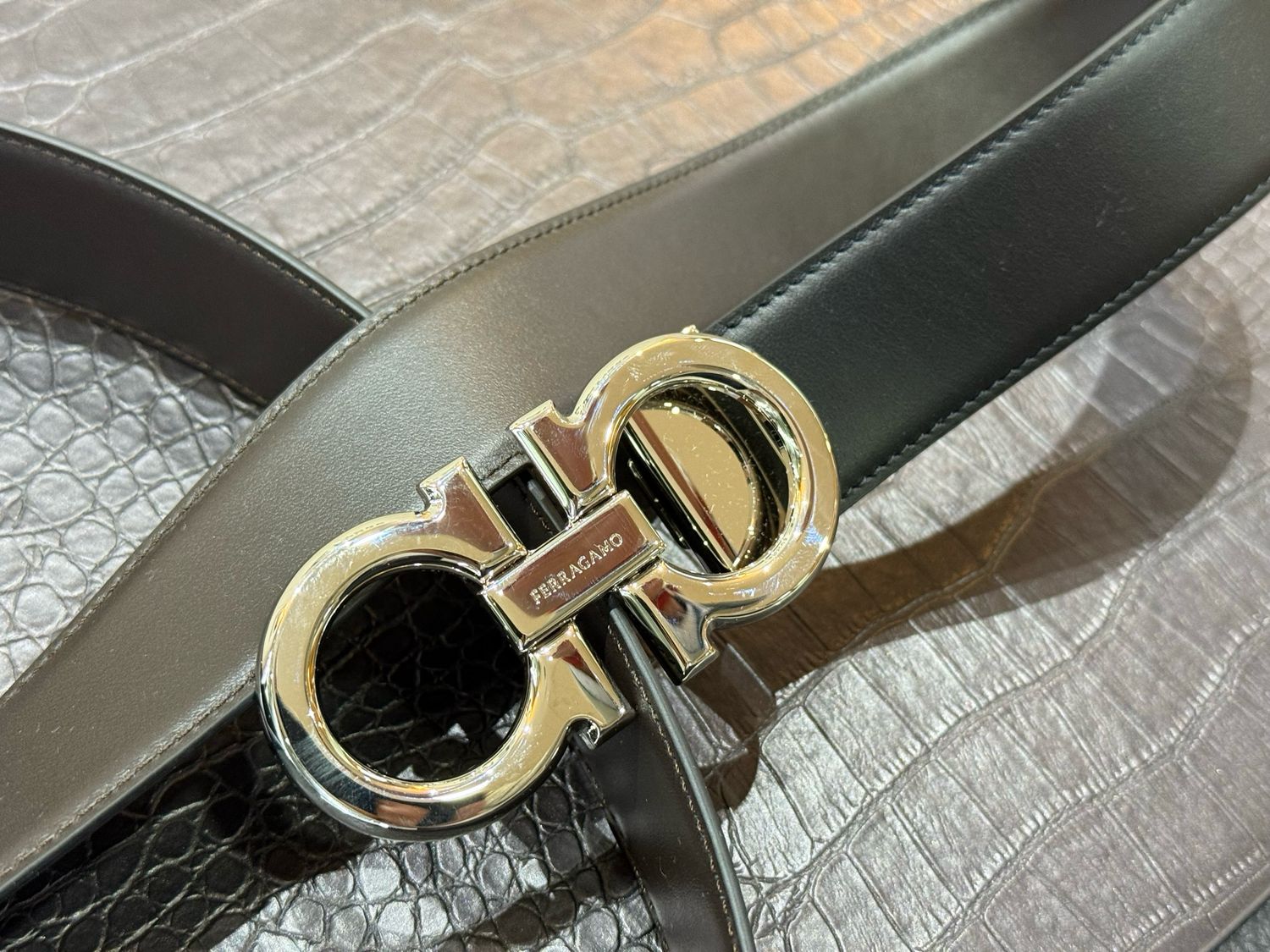 CINTURÓN FERRAGAMO - BLACK/BROWN 35MM