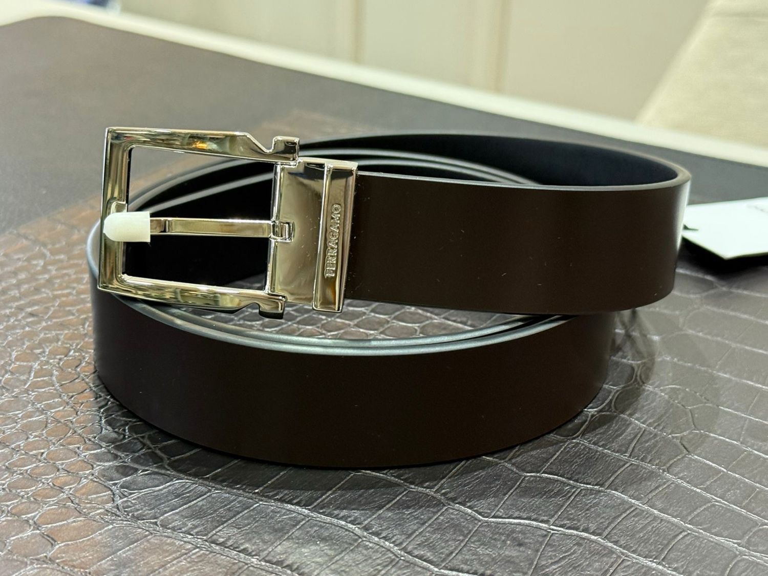 CINTURÓN FERRAGAMO - BLACK/BROWN 35MM