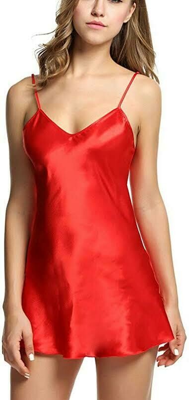 Red silk night wear shimi