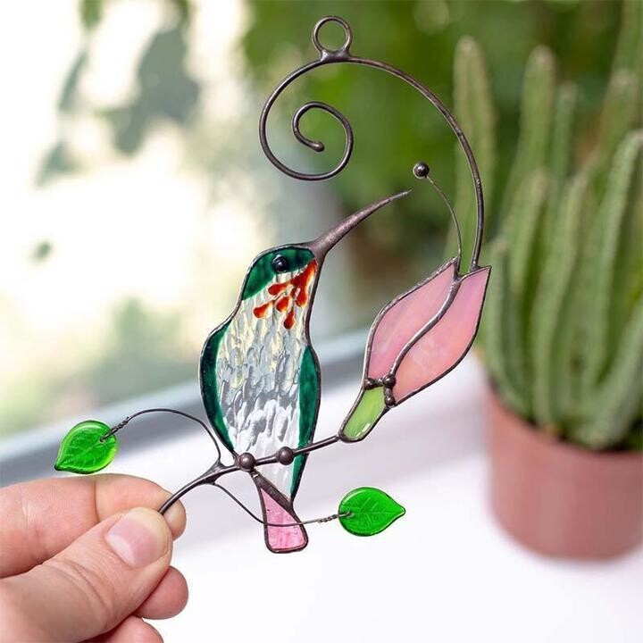 Stained Glass Hummingbird Decoration