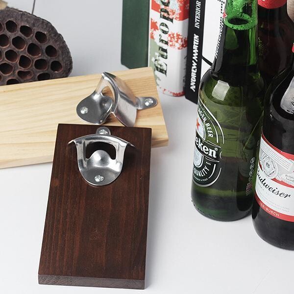 Magnetic Bottle Opener Wall Mount Fridge Magnet Beer Cap Catcher Kitchen Tool