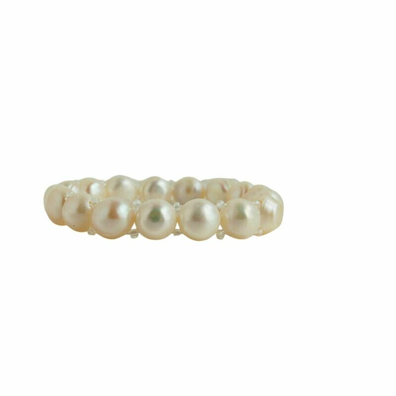 9mm White Freshwater button pearl bracelet