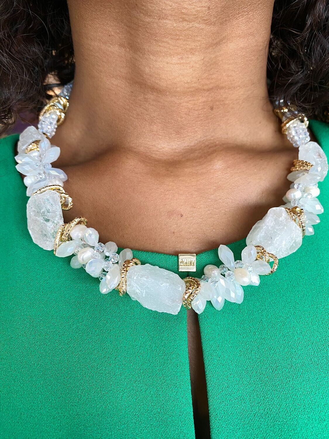 Quartz Short Classic Bold Stone Necklace