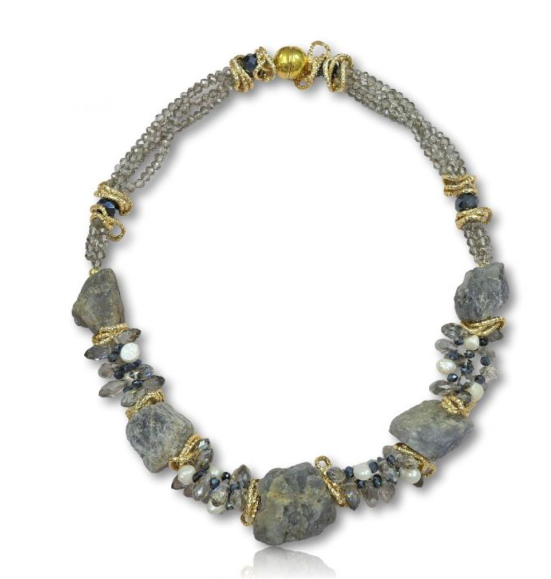 Quartz Short Classic Bold Stone Necklace