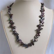 Peacock keshi pearls necklace with sterling silver toggle clasp