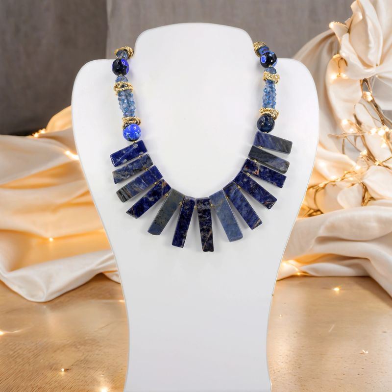 Sodalite, Crystals and Agate Statement Necklace