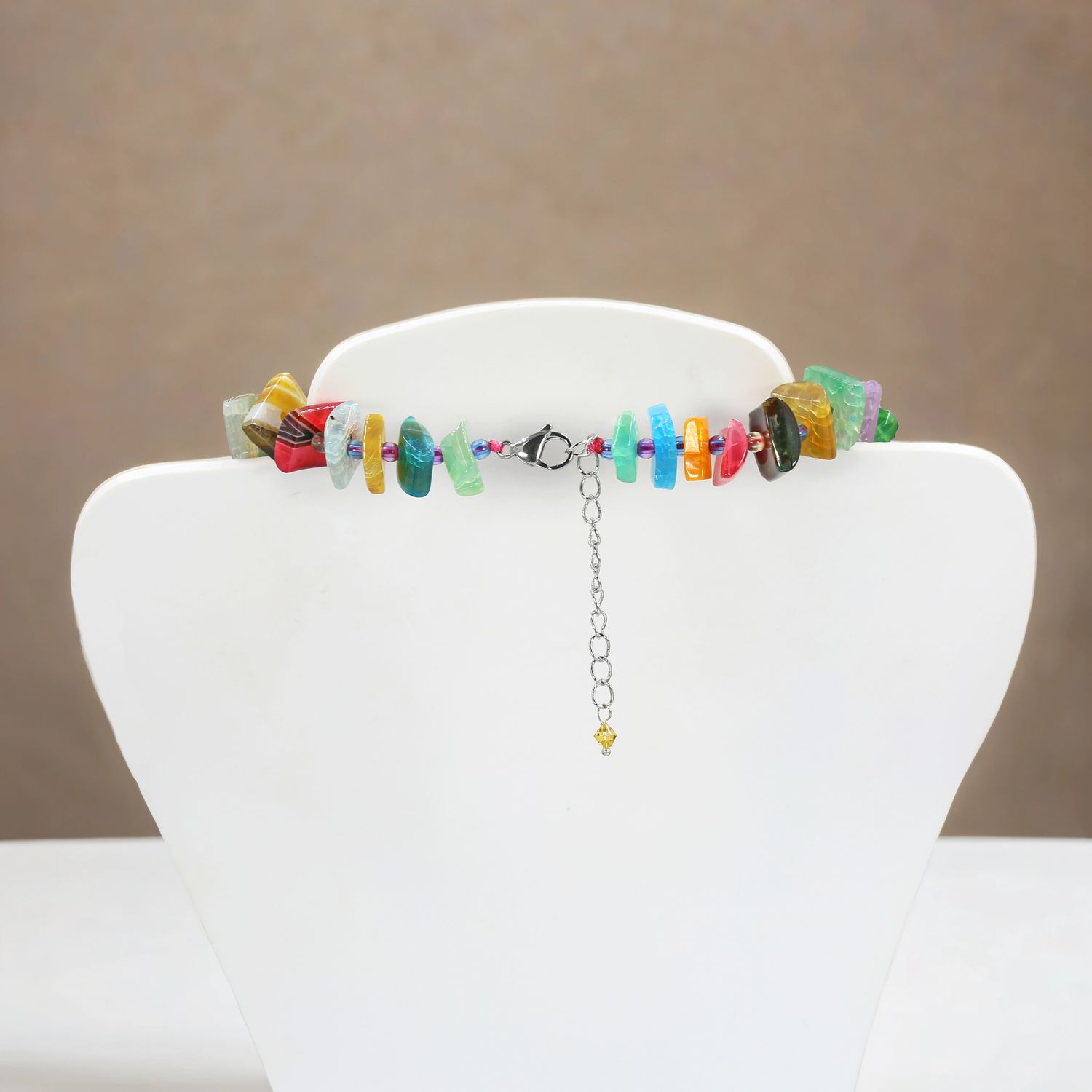 Multi-Colored Agate Beaded Necklace